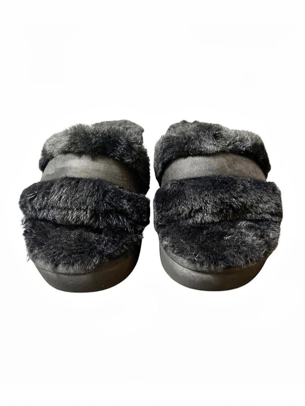 UGG Koolaburra Slippers - Black Faux Fur Slides Size 6